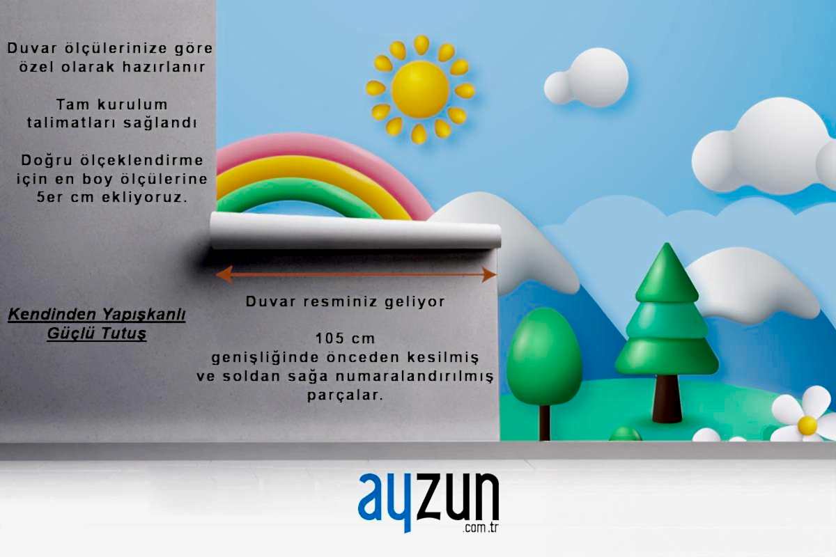 Gerçekçi Çiçek Bahar Çocuk Odası Duvar Kağıdı 