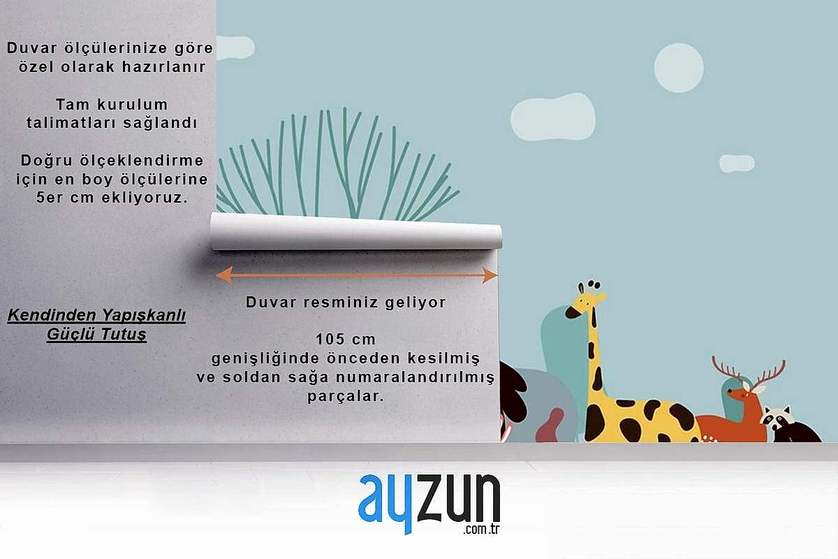 Vahşi Hayvanların Sevimli Grubu Çocuk Odası Duvar Kağıdı