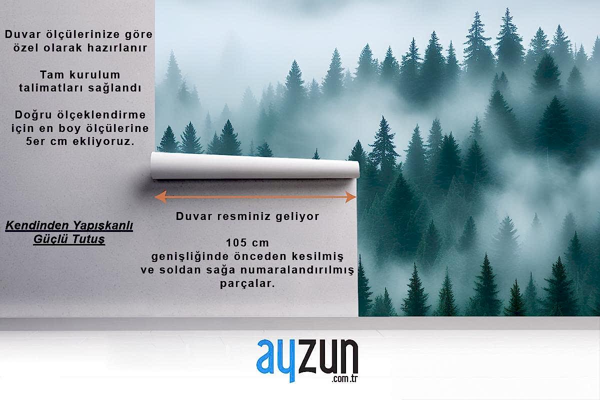 Sisli Çam Ormanı Yatak Odası Duvar Kağıdı