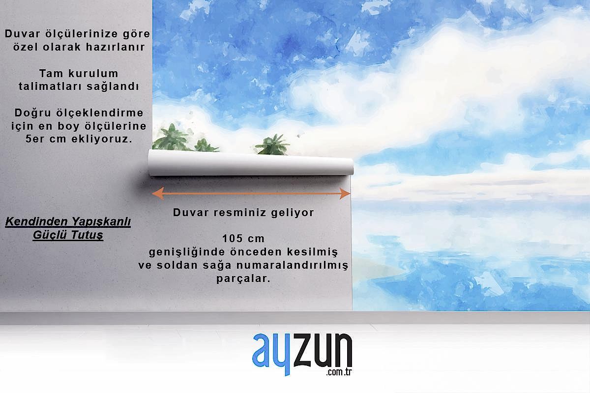Suluboya Yaz Tropikal Arka Plan Banyo Duvar Kağıdı