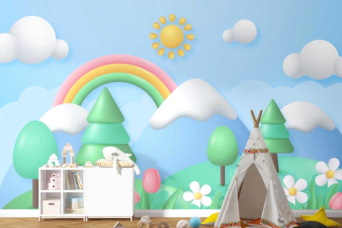 Gerçekçi Çiçek Bahar Çocuk Odası Duvar Kağıdı 