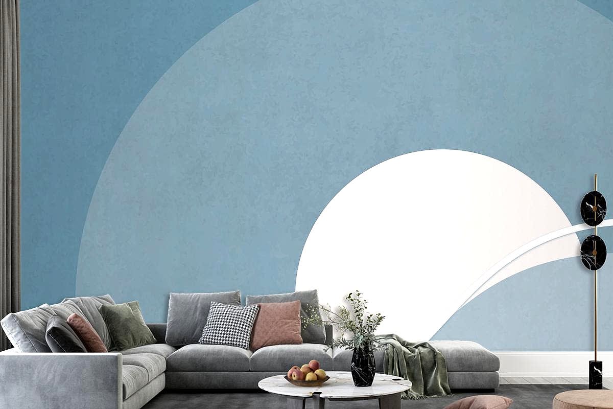 Retro Renkli Ay Manzarası Minimalist Vintage Poster Tarzı Oturma Odası Duvar Kağıdı Duvar