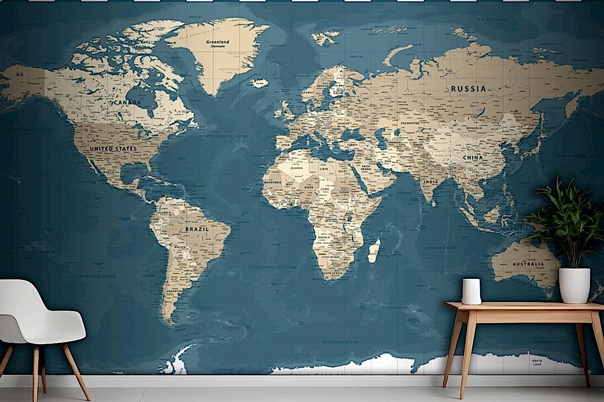Dünya Haritası Vintage Siyasi Karanlık Duvar Kağıdı 
