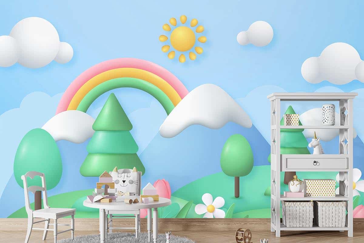 Gerçekçi Çiçek Bahar Çocuk Odası Duvar Kağıdı 