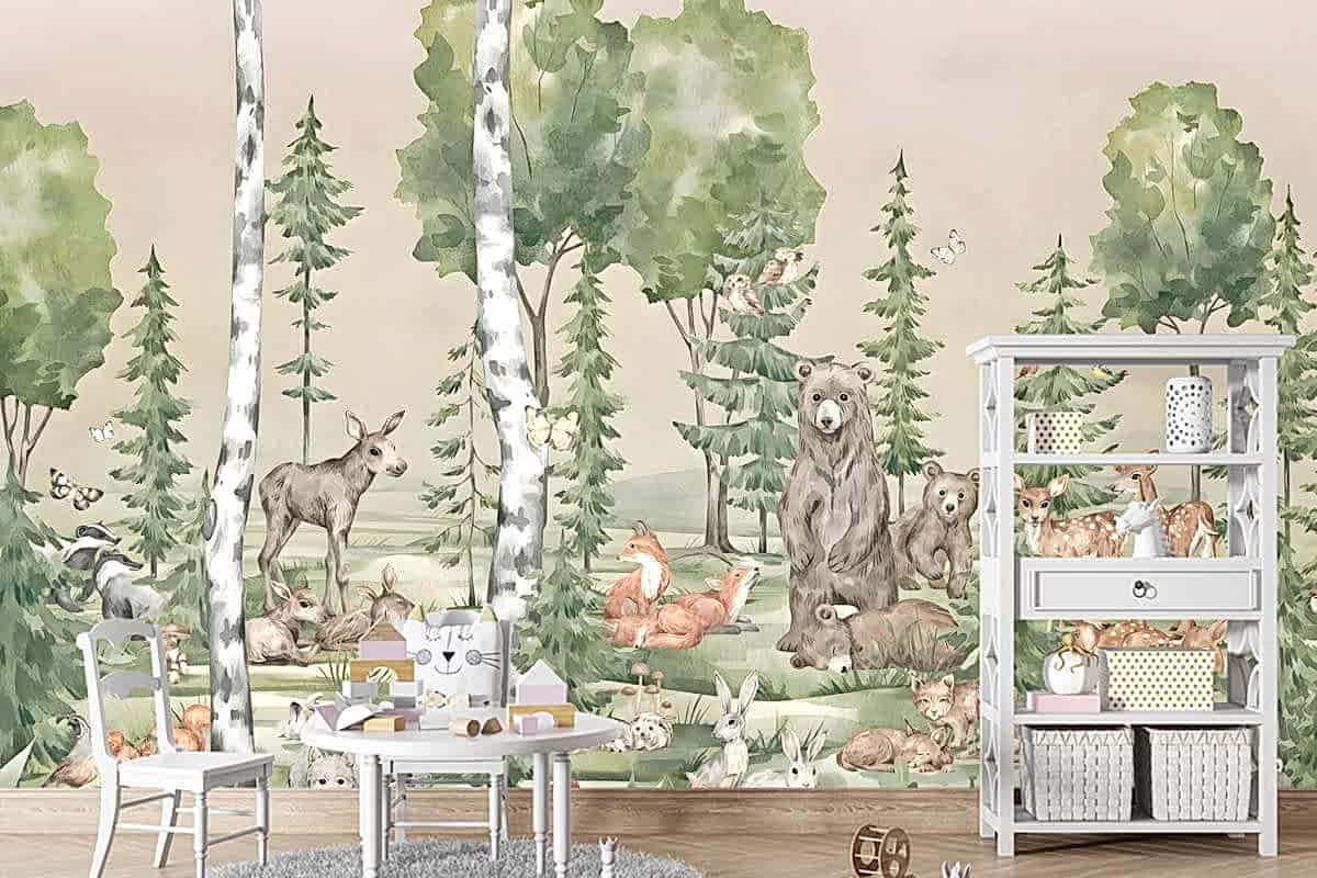 Sevimli Dostlar Çocuk Odası Duvar Kağıdı