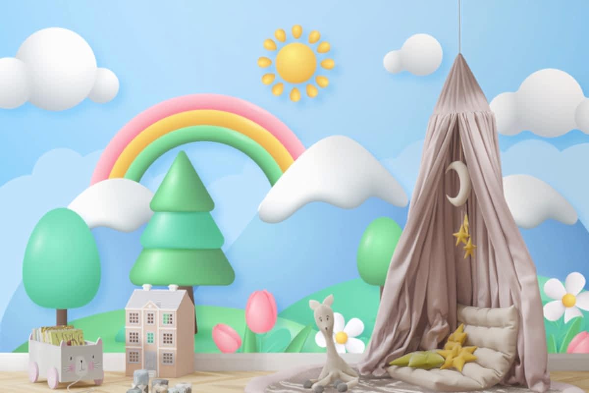 Gerçekçi Çiçek Bahar Çocuk Odası Duvar Kağıdı 