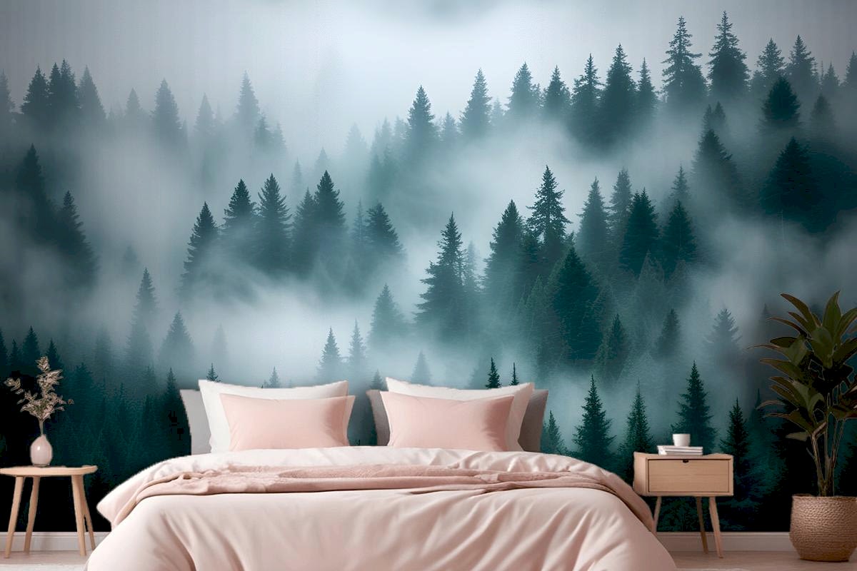 Sisli Çam Ormanı Yatak Odası Duvar Kağıdı