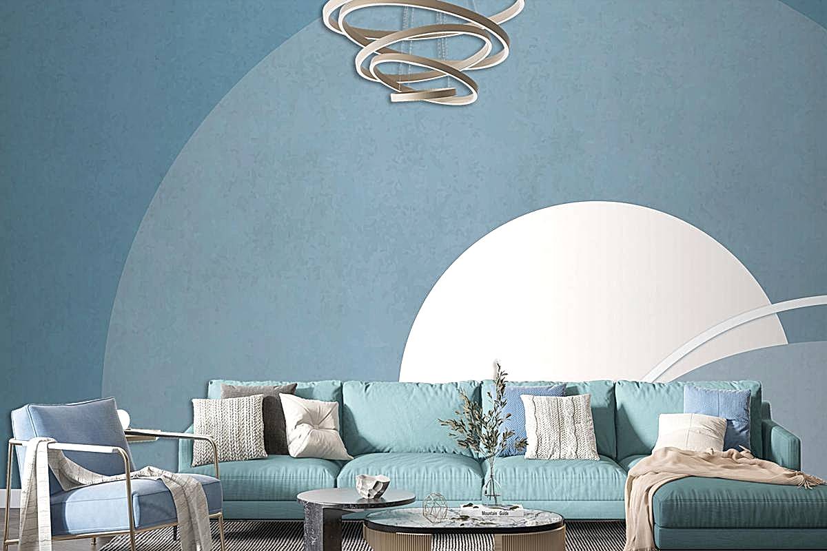 Retro Renkli Ay Manzarası Minimalist Vintage Poster Tarzı Oturma Odası Duvar Kağıdı Duvar