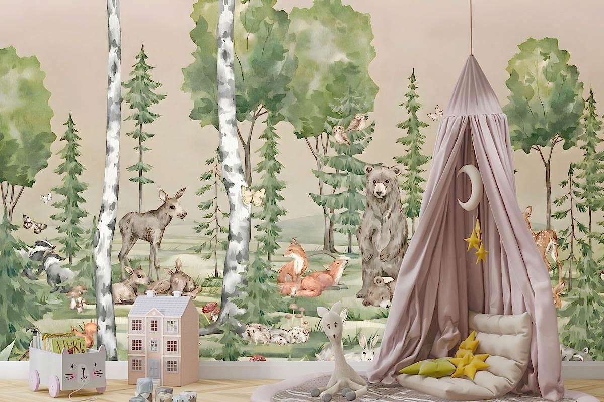 Sevimli Dostlar Çocuk Odası Duvar Kağıdı