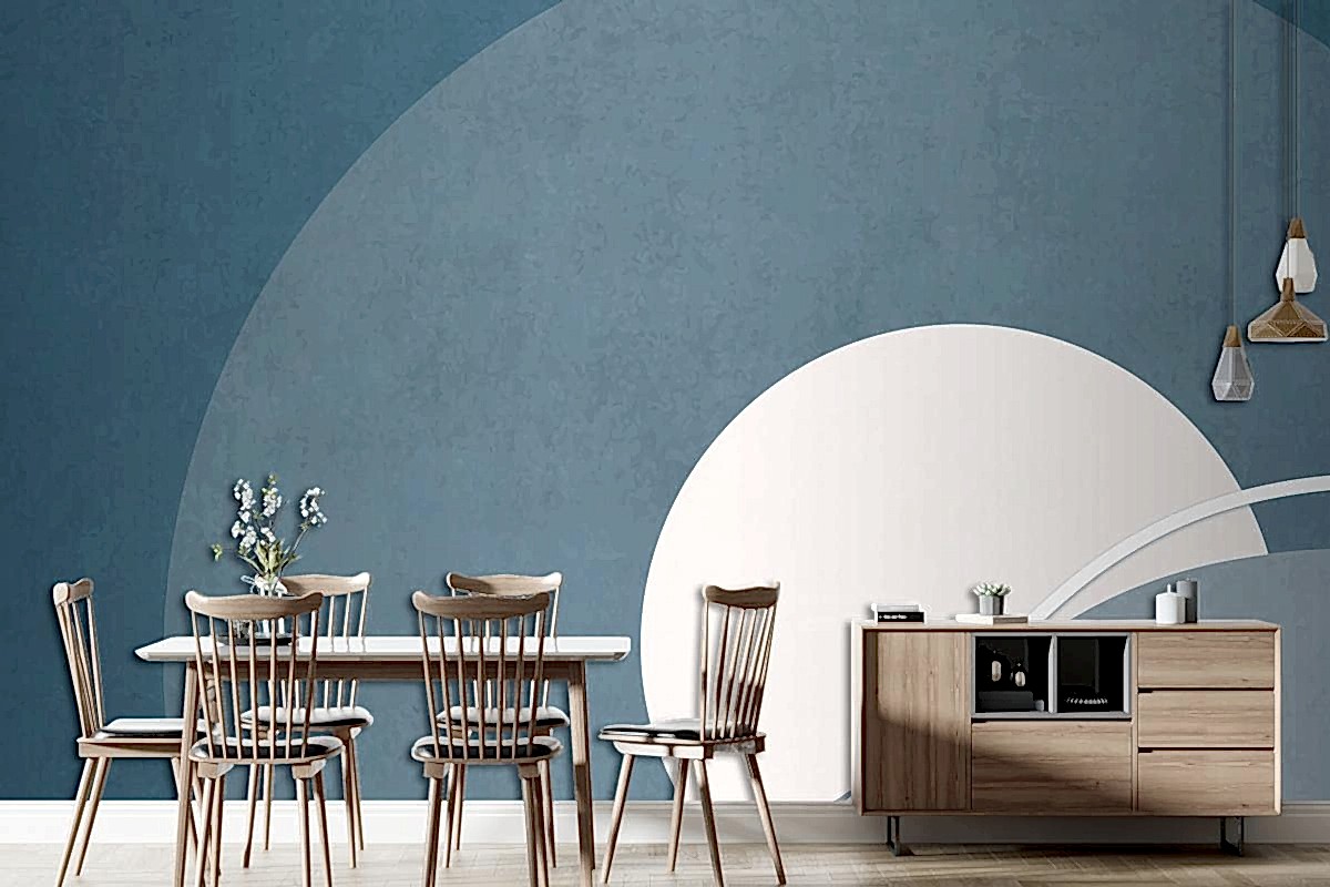 Retro Renkli Ay Manzarası Minimalist Vintage Poster Tarzı Oturma Odası Duvar Kağıdı Duvar