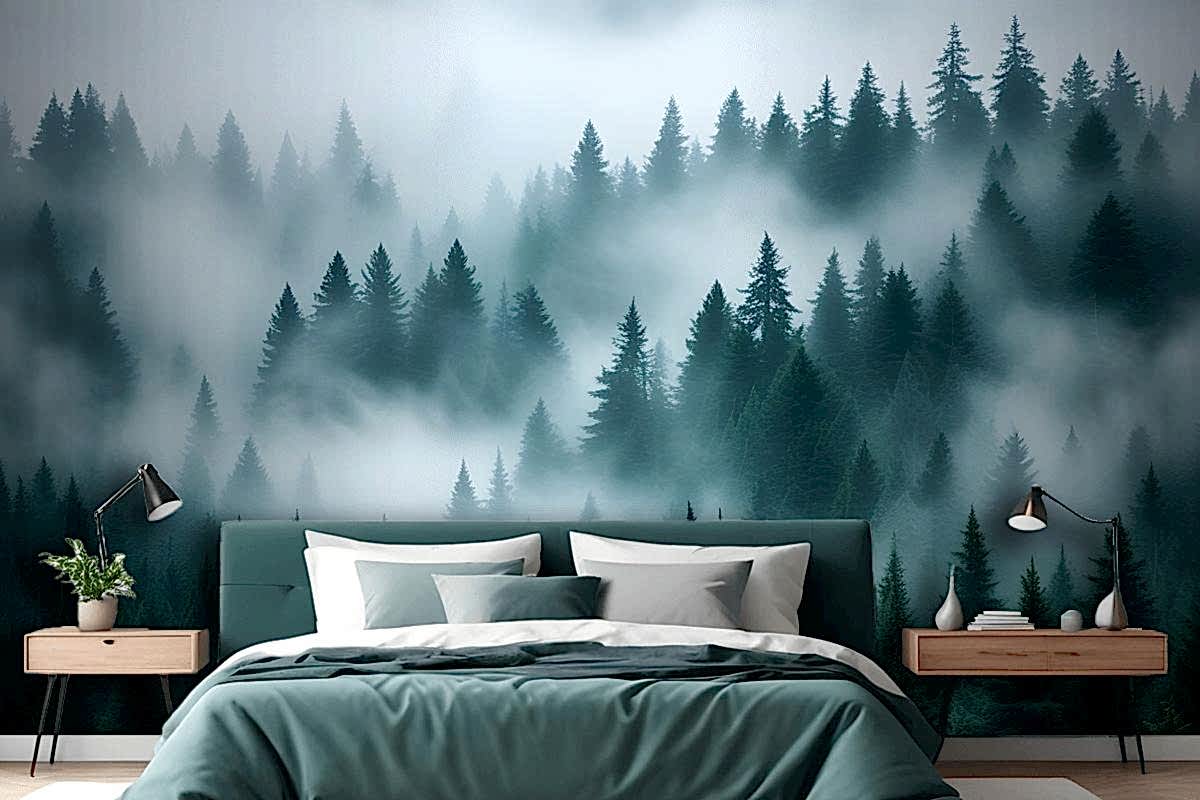 Sisli Çam Ormanı Yatak Odası Duvar Kağıdı