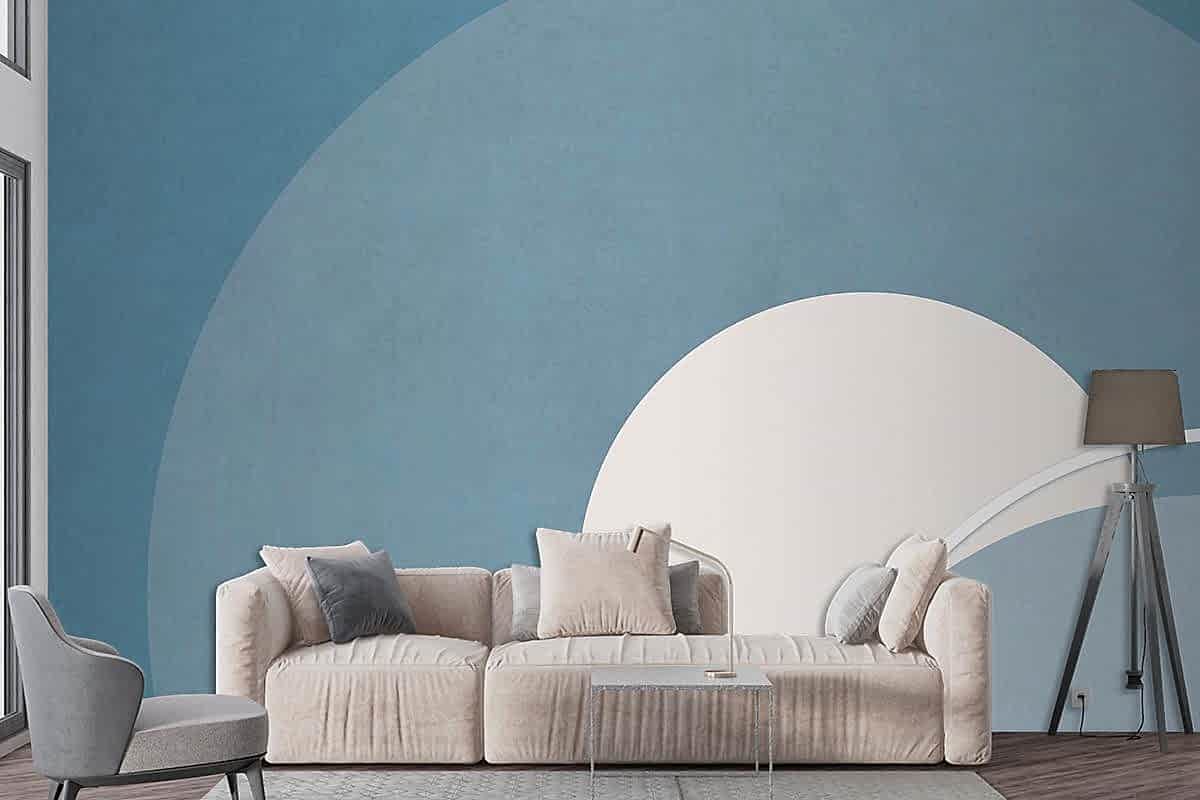 Retro Renkli Ay Manzarası Minimalist Vintage Poster Tarzı Oturma Odası Duvar Kağıdı Duvar