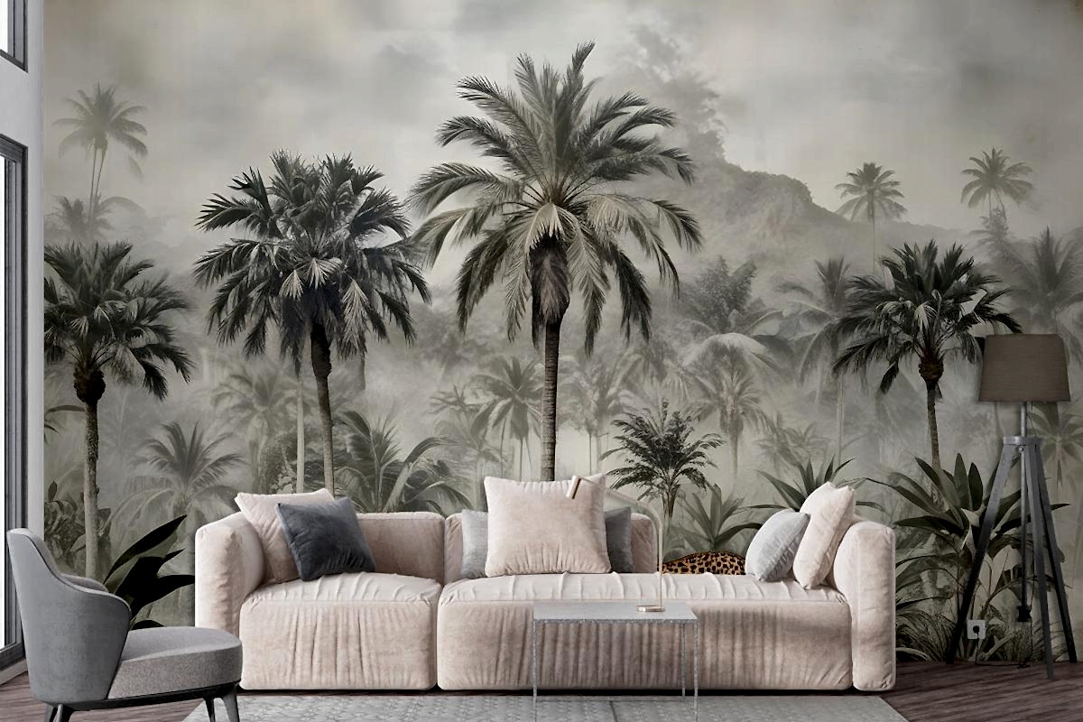 Vahşi Leopar Duvar Kağıdı  Ile Vintage Egzotik Manzara