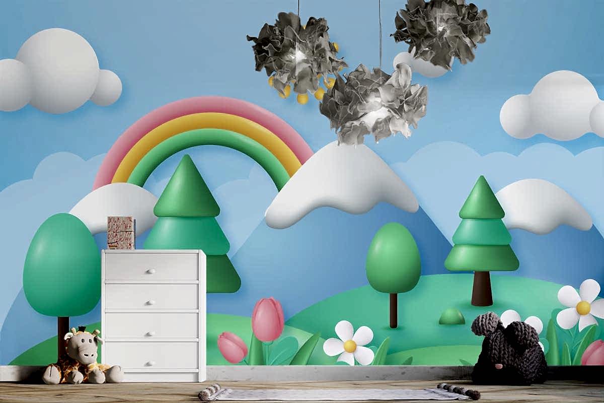 Gerçekçi Çiçek Bahar Çocuk Odası Duvar Kağıdı 