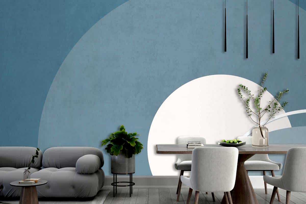 Retro Renkli Ay Manzarası Minimalist Vintage Poster Tarzı Oturma Odası Duvar Kağıdı Duvar