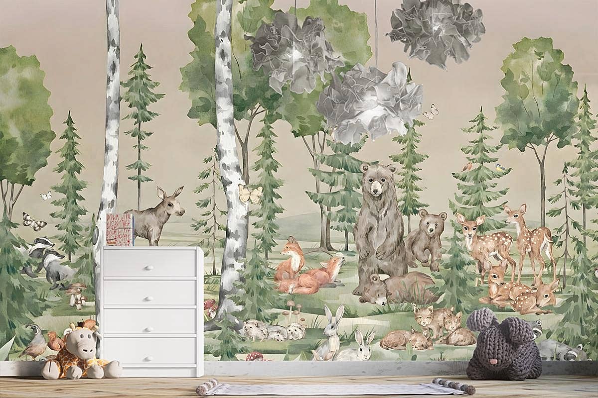 Sevimli Dostlar Çocuk Odası Duvar Kağıdı