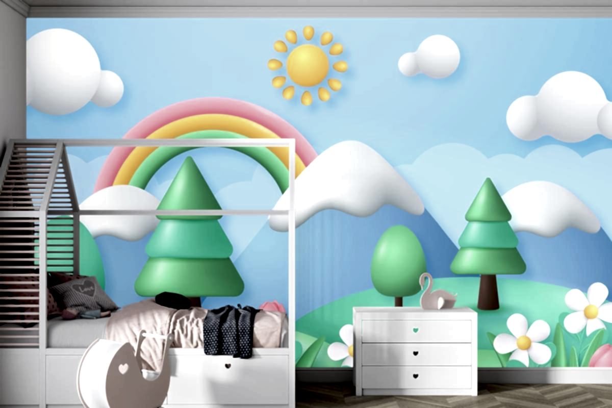 Gerçekçi Çiçek Bahar Çocuk Odası Duvar Kağıdı 