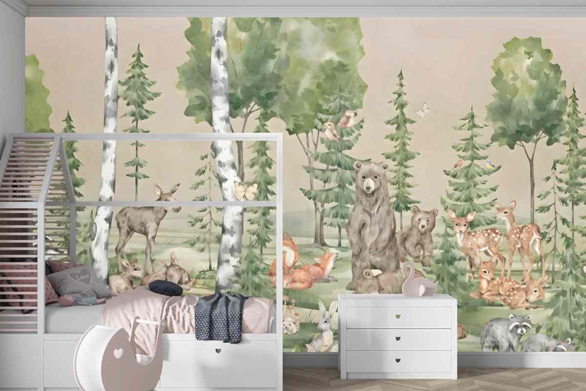 Sevimli Dostlar Çocuk Odası Duvar Kağıdı