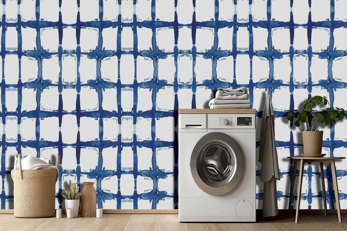 Shibori Çizgileri Desen Suluboya Duvar Kağıdı 