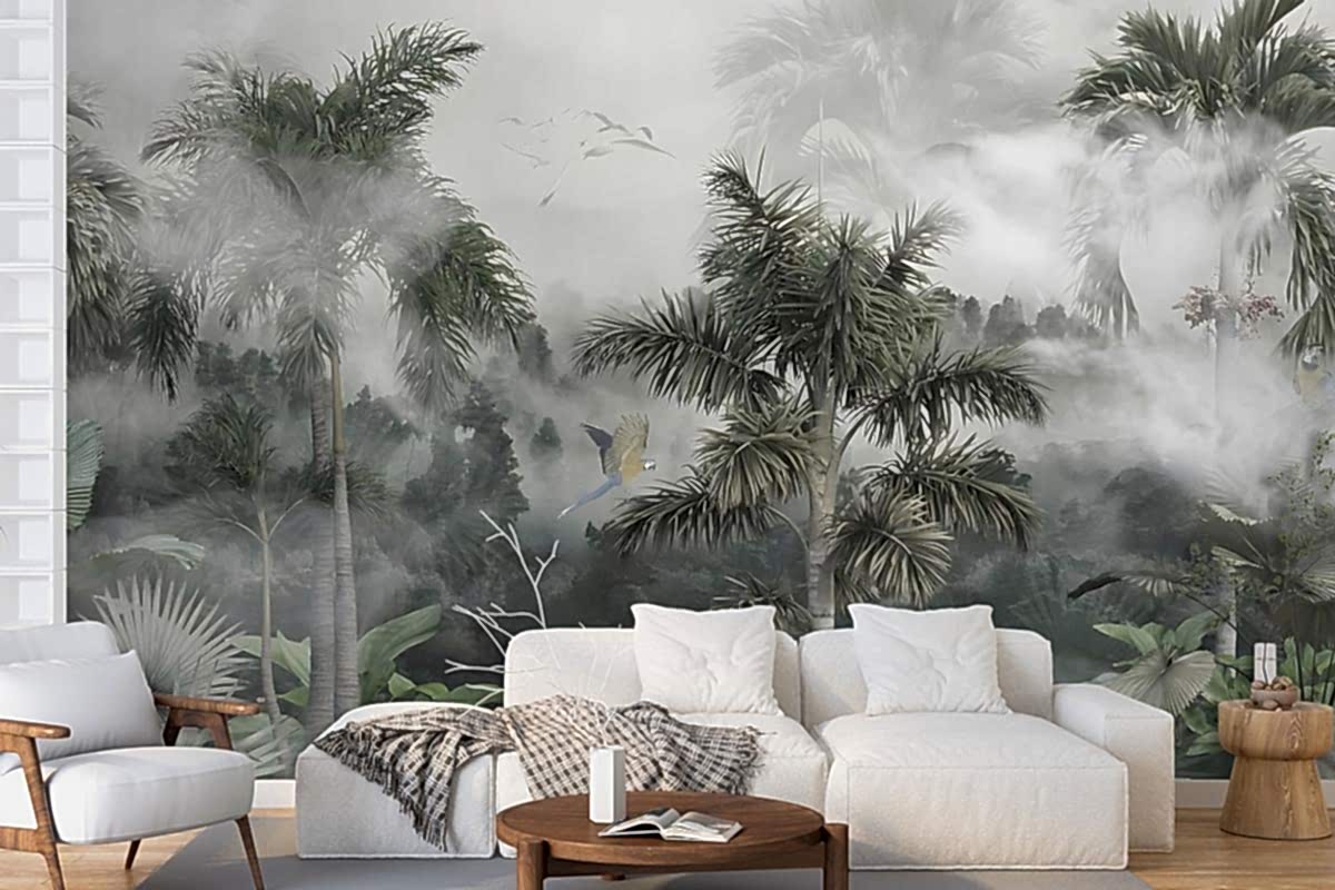 Sisli Tropikal Orman Özel Tasarım Duvar Kağıdı